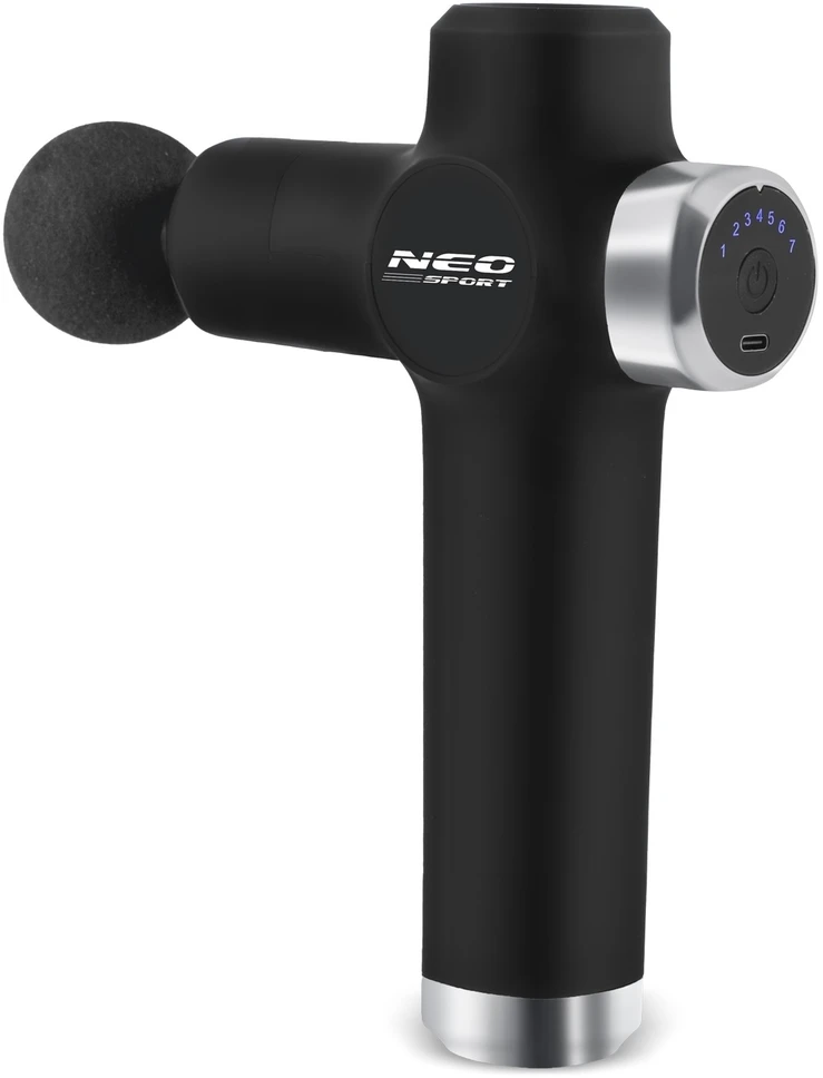 Kūno masažo pistoletas NS-501 Neo-sport juodas su 8 antgaliais