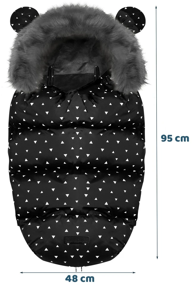 Elmi Ricokids vežimėlio/rogių miegmaišis - juodas su trikampiais