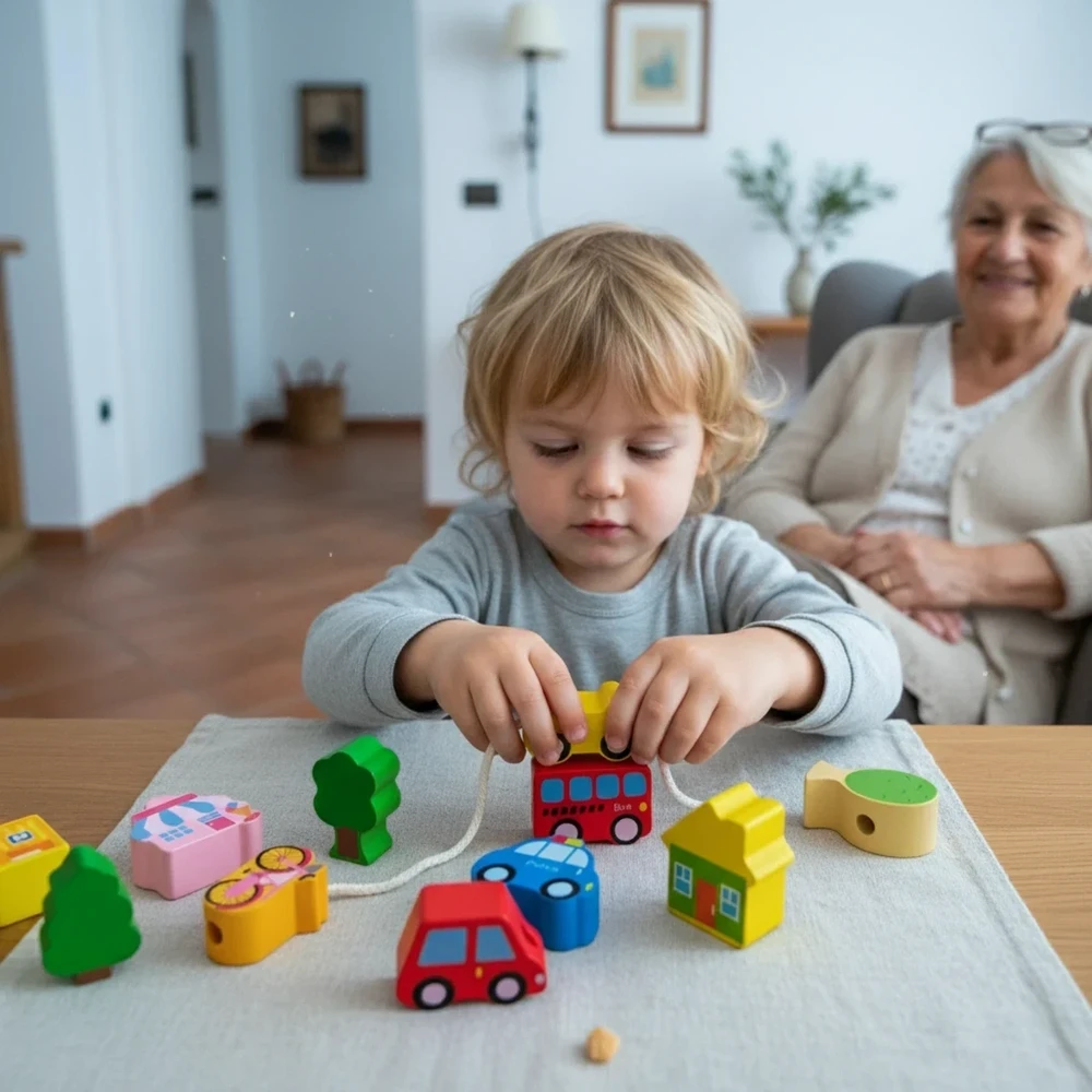 Kabi Medinės miesto siūlomos karoliukų figūrėlės, lavinančios smulkiąją motoriką, vaikams nuo 3 metų, spalvotos