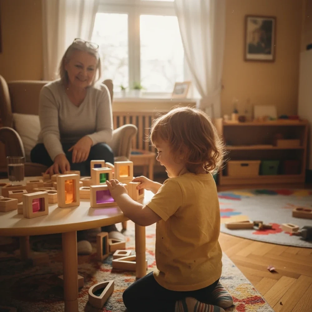 Kabi Mediniai sensoriniai kaladėlės su skaidriais akriliniais intarpais, vaikams nuo 3 metų, 25 vnt., spalvotos