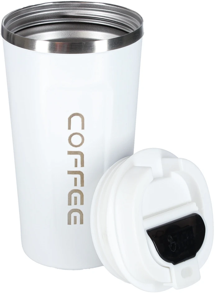 Roger LED kelioninis puodelis su kandikliu 500ml, baltas