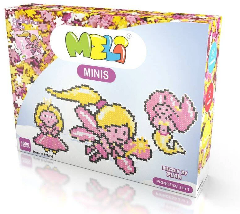 Konstruktorių rinkinys Meli Minis Princesės 3in1, 1000 detalių, vaikams nuo 3 metų, mergaitiškų spalvų