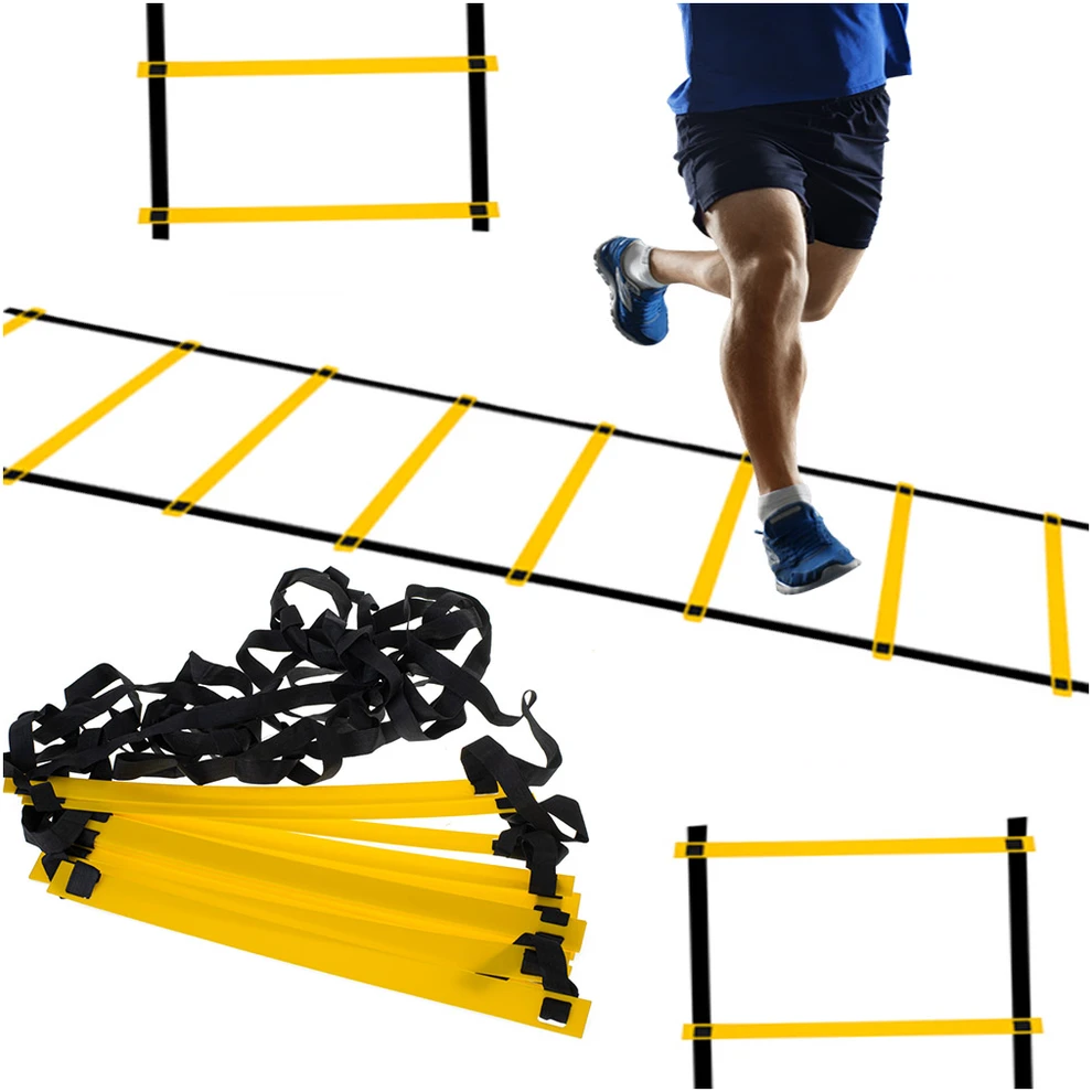 Koordinacinės gimnastikos treniruočių kopėčios geltonos spalvos