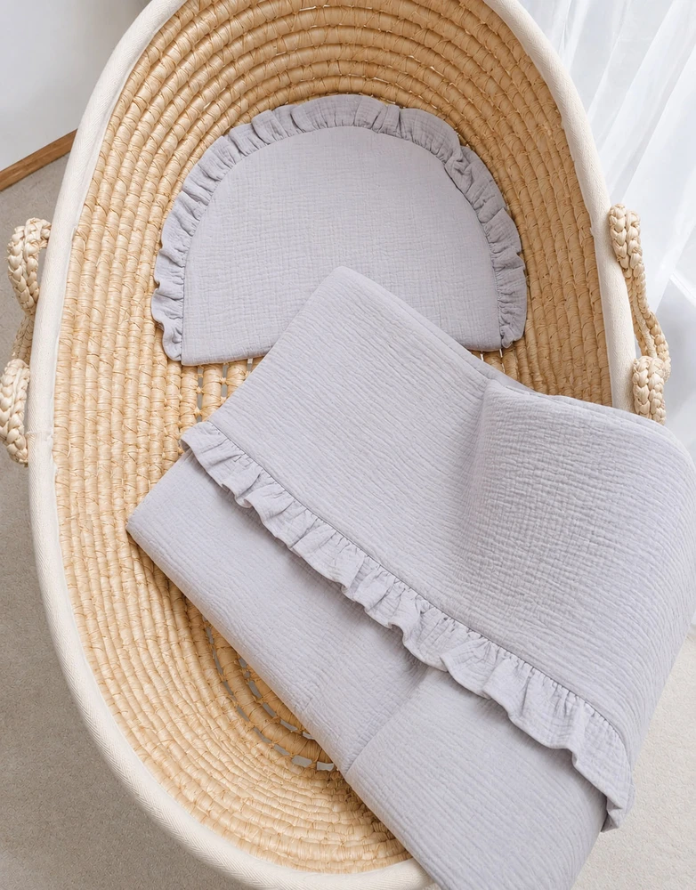 Kūdikių patalynės komplektas My Sweet Baby MUSLIN 2vnt - pilkas