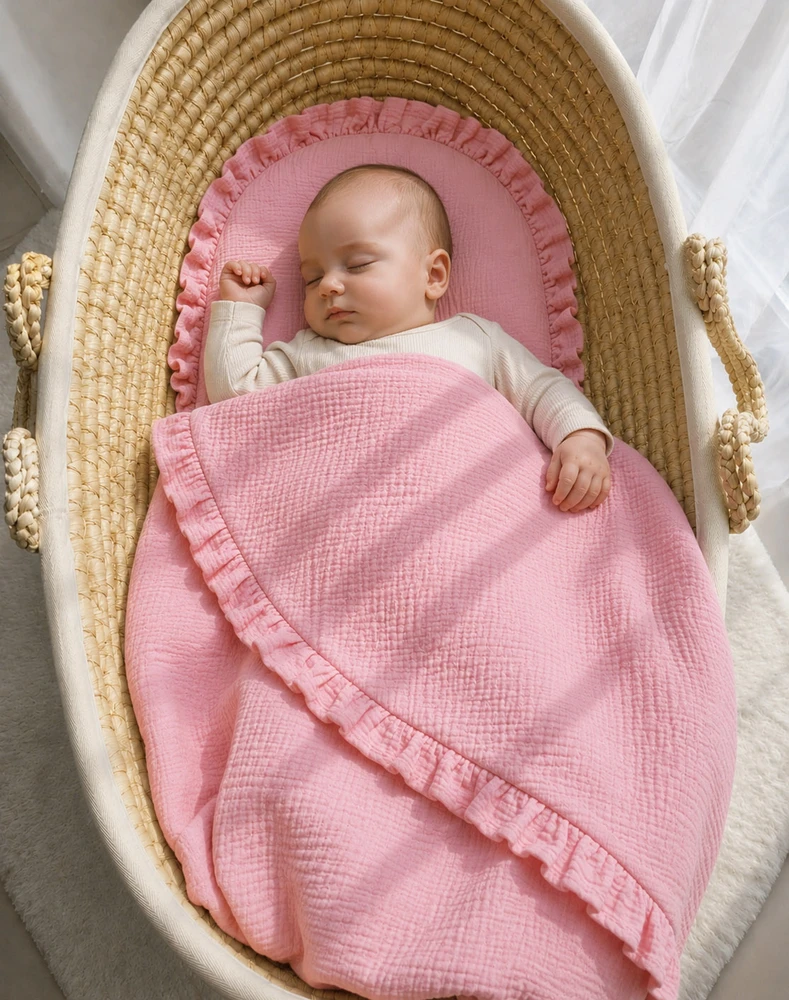 Kūdikių patalynės komplektas My Sweet Baby MUSLIN 2 vnt - rožinė