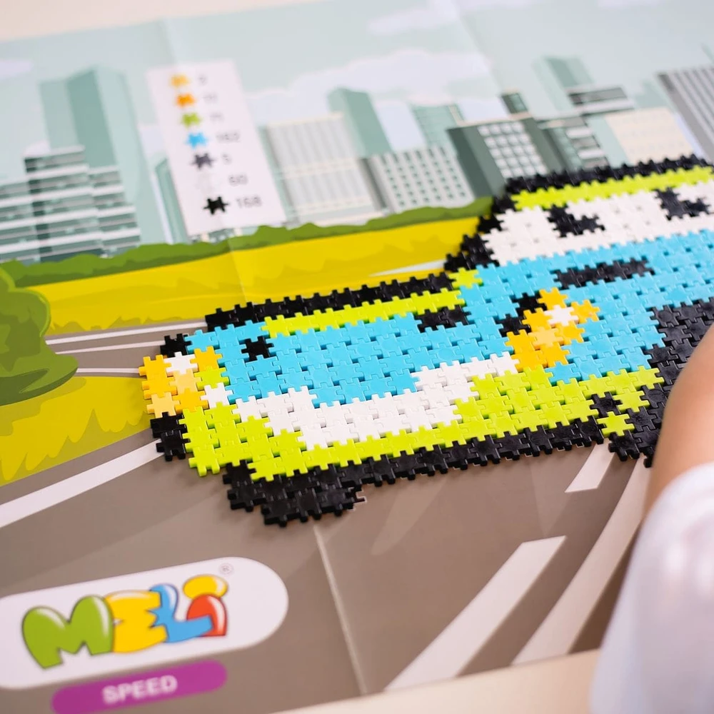 Kūrybinis Meli Minis Speed konstruktorius 500 detalių vaikams nuo 4 metų, žalia-mėlyna