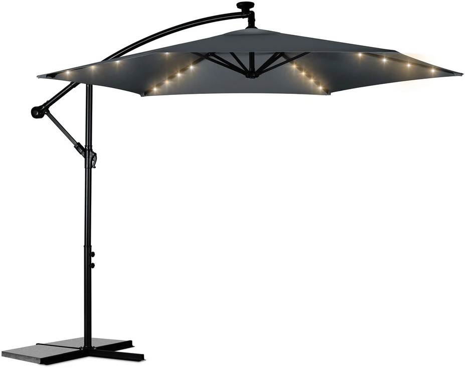 Sulankstomas sodo skėtis, 6 dalių, 350 cm, su dangčiu ir šviesomis, „Plonos PL-882“