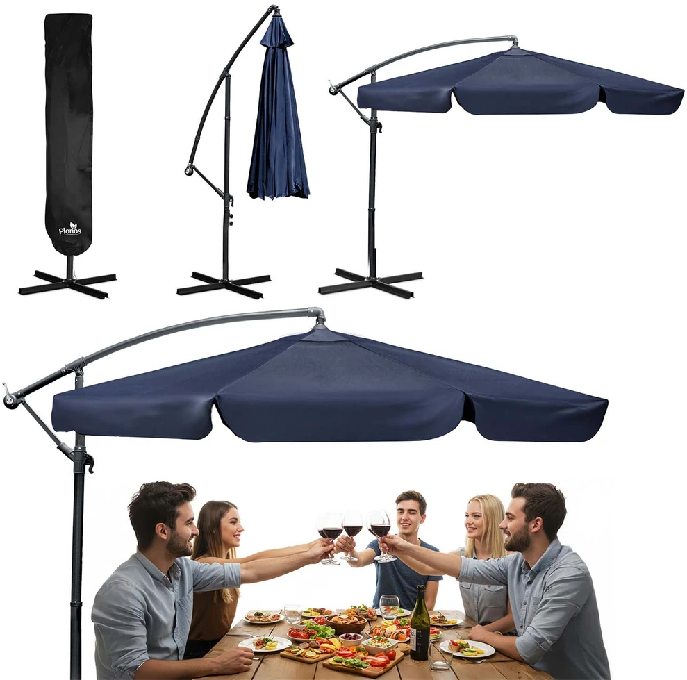 Lankstomas 6 segmentų 350 cm sodinis skėtis su dėklu Plonos PL-880