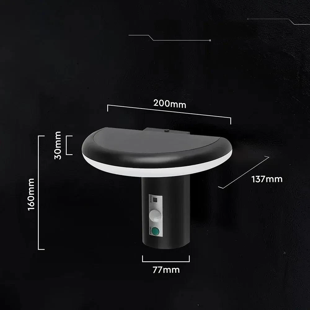 2W LED sieninis fasado šviestuvas su saulės baterija ir judesio davikliu, juodas, 3000K, IP54