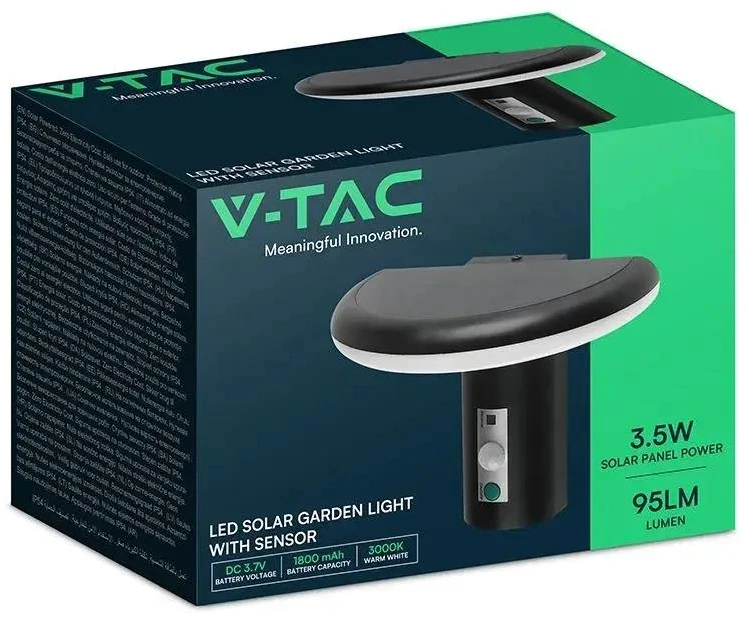 2W LED sieninis fasado šviestuvas su saulės baterija ir judesio davikliu, juodas, 3000K, IP54