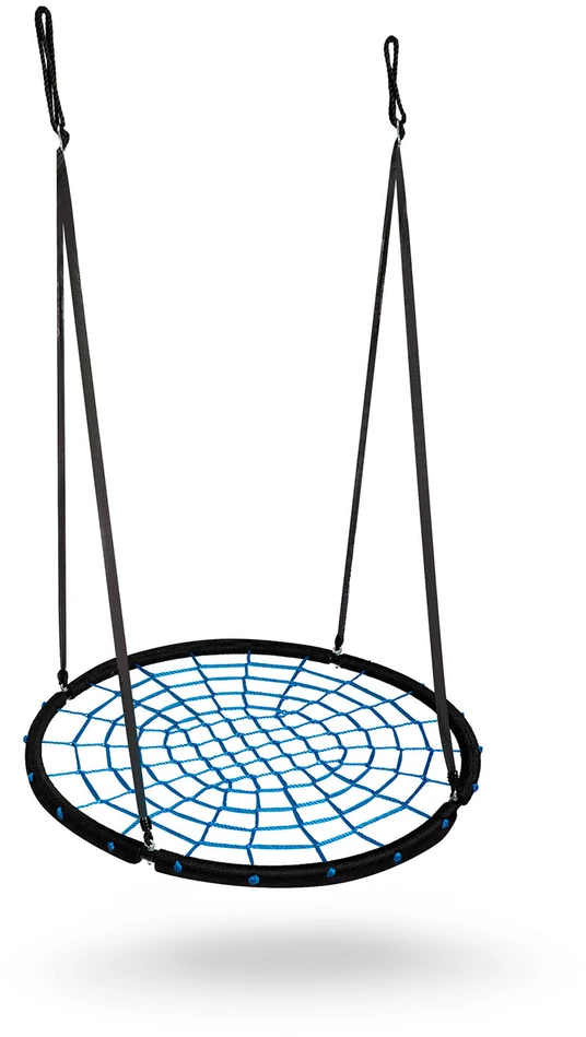 Neo-Sport Pintas lizdo formos sūpuoklės, 120 cm skersmens, tvirta PE virvė, plieno rėmas, lauko sūpuoklės vaikams ir suaugusiems, sodo sūpuoklės