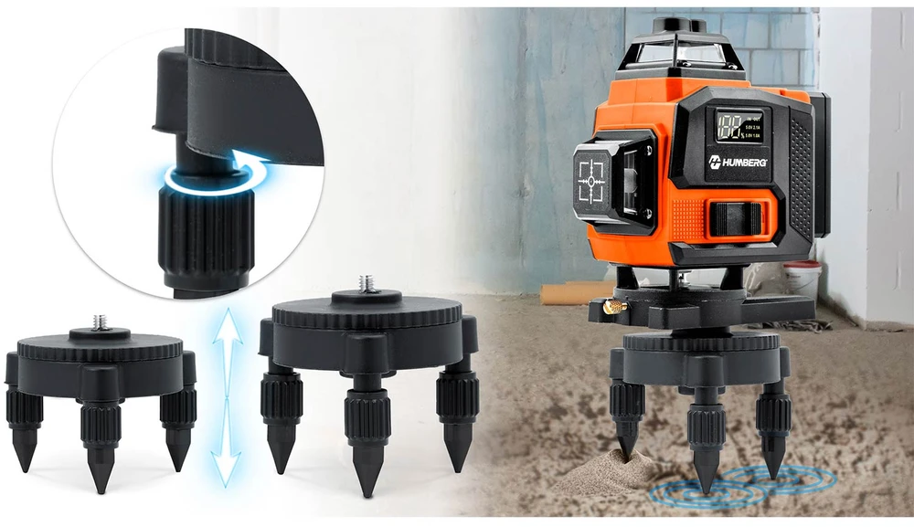Lazerinis kryžminis nivelyras Humberg HM-175 su dėklu ir priedais