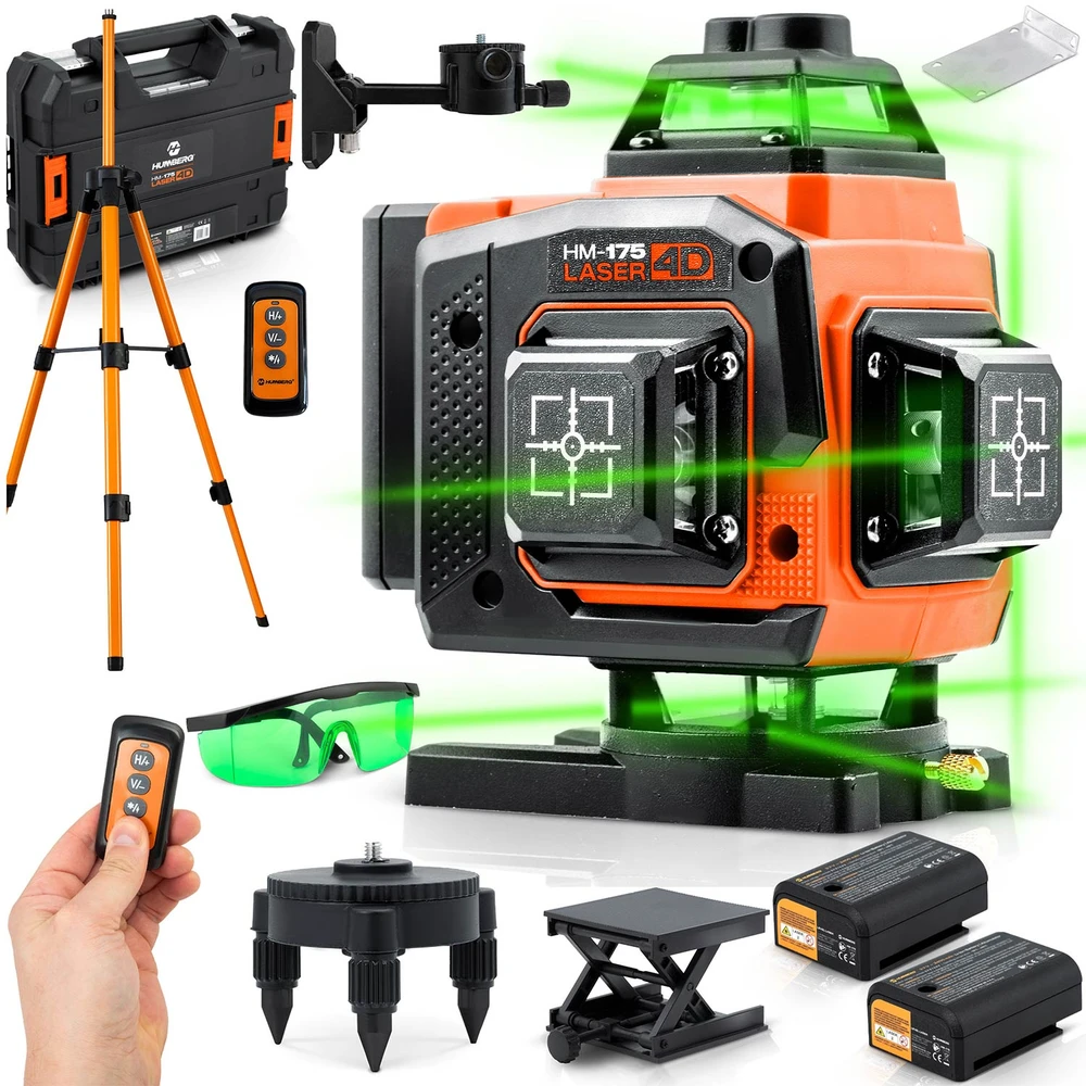 Lazerinis kryžminis nivelyras Humberg HM-175 su dėklu ir priedais