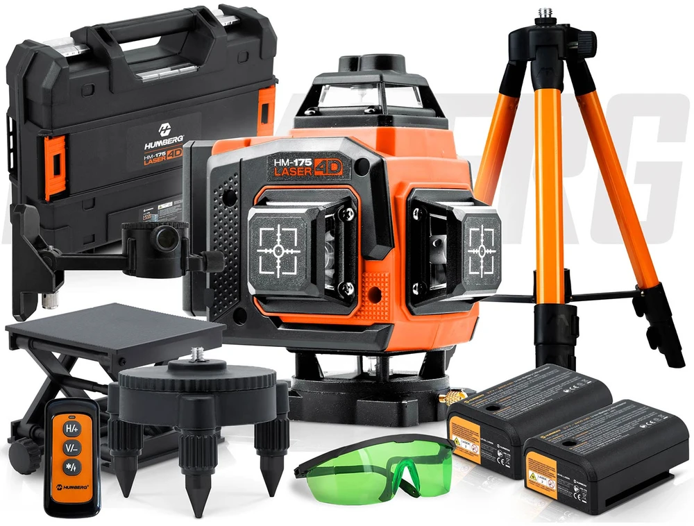 Lazerinis kryžminis nivelyras Humberg HM-175 su dėklu ir priedais