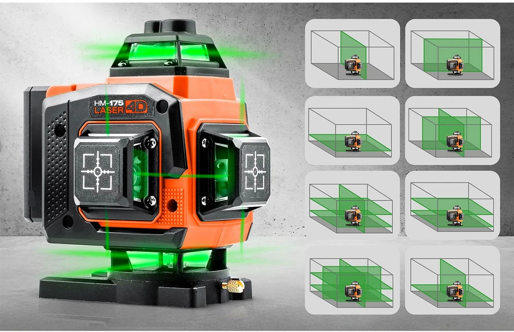 Lazerinis kryžminis nivelyras Humberg HM-175 su dėklu ir priedais