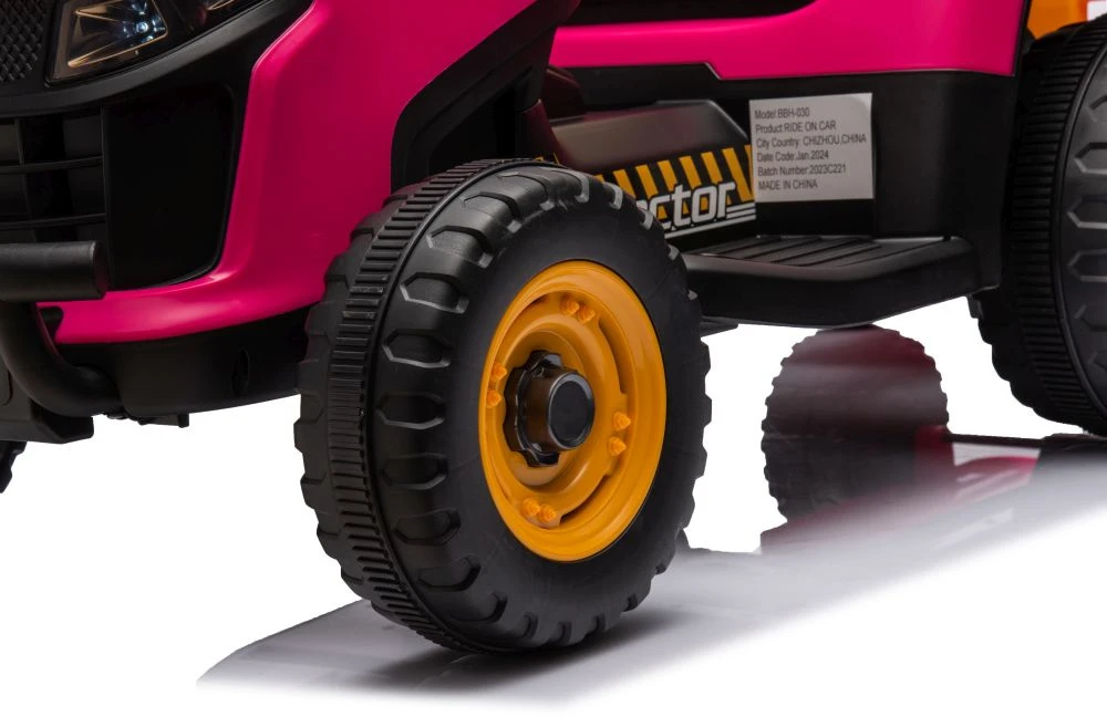 Lean Cars Vienvietis elektrinis traktorius su priekaba vaikams BBH-030, rožinis