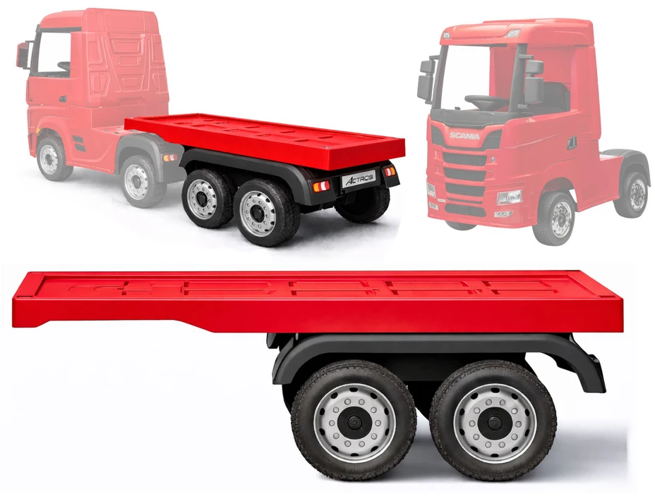 Lean Cars Raudona Mercedes Actros akumuliatorinė puspriekabė