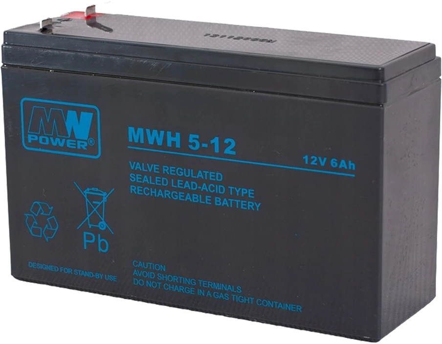 Lean Cars Akumuliatorius MW Power MWH5-12 12V 6,0Ah 213w /10min. AGM, skirtas APC Fideltronik SBH200-12, HR1224W, BL1250 UPS