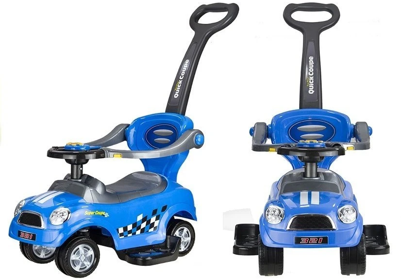 Lean Cars Paspiriama mašinėlė-stumdukas vaikams, transformuojama, mėlyna