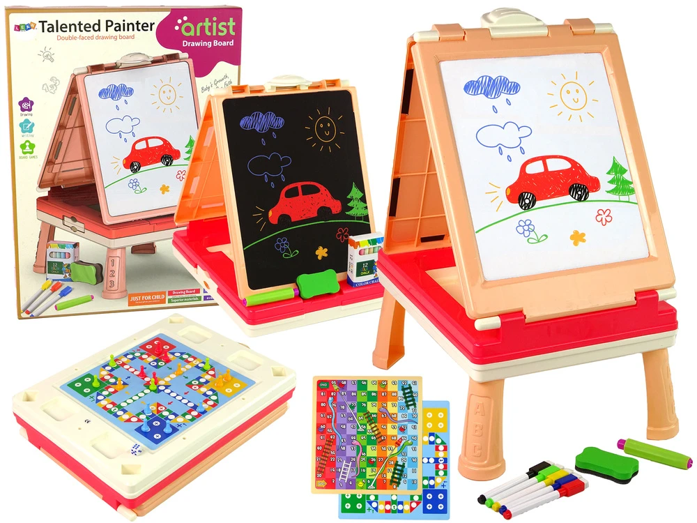 Lean Toys Daugiafunkcinis dvipusis žaidimų stalas vaikams