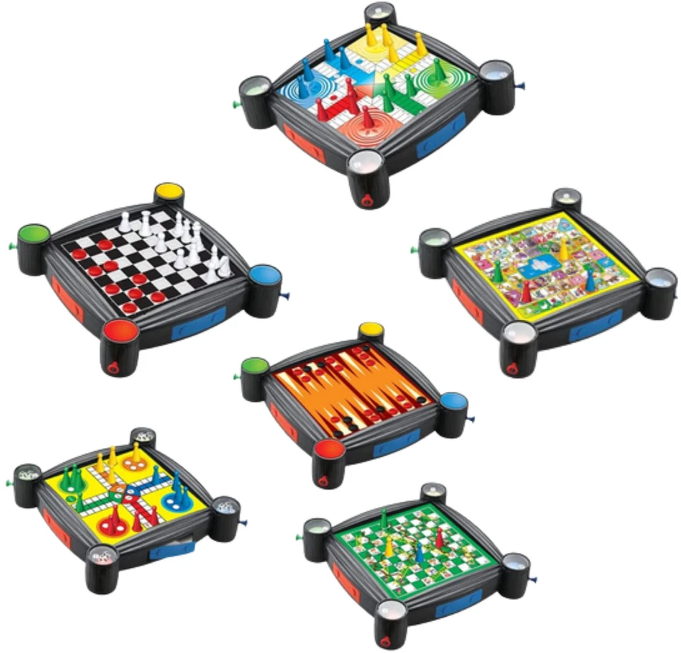 Lean Toys Stalo žaidimų rinkinys 7in1 su šachmatais, šaškėmis ir backgammon