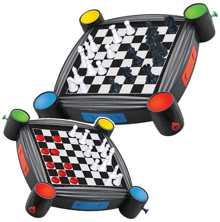 Lean Toys Stalo žaidimų rinkinys 7in1 su šachmatais, šaškėmis ir backgammon