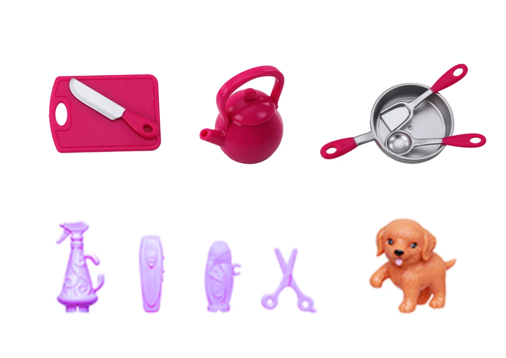 Lean Toys Lėlė Anlily su priedais: gydytoja, kirpykla, virėja