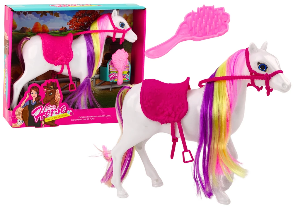 Lean Toys Balto Žirgo Figūrėlė su Šukavimo Rinkiniu