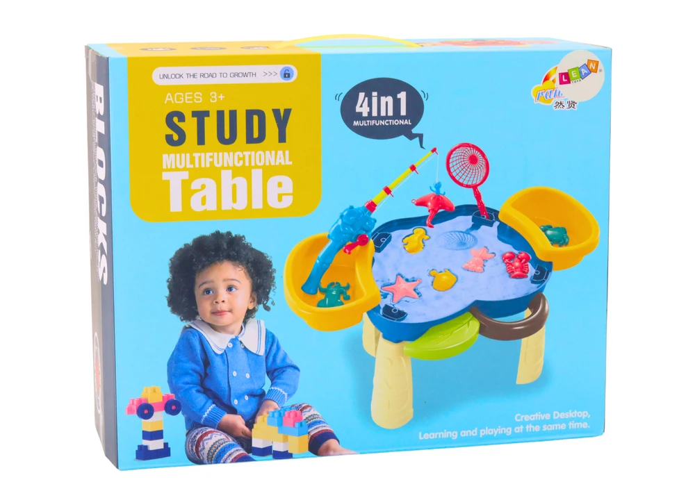 Lean Toys Daugiafunkcinis vaikiškas stalas 4 viename, mėlynas