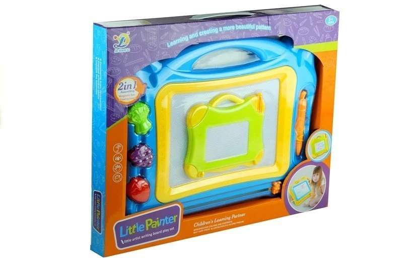Lean Toys Magnetinė lenta su antspaudais ir rašikliu, 9,5x6,5 cm