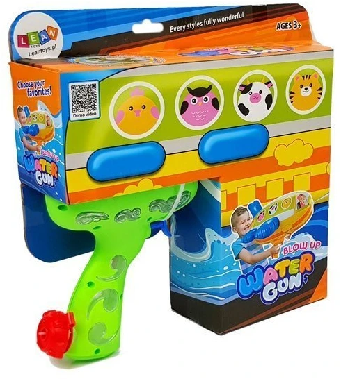 Lean Toys Didelis pripučiamas dinozauro vandens pistoletas