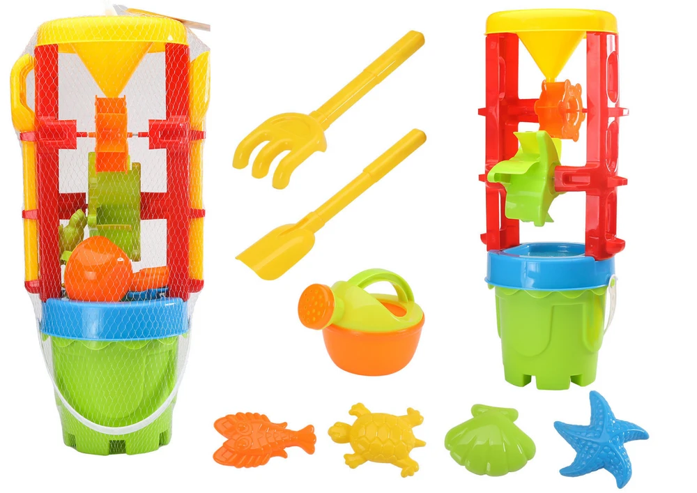 Lean Toys Smėlio žaislų rinkinys su malūnėliu ir kibirėliu