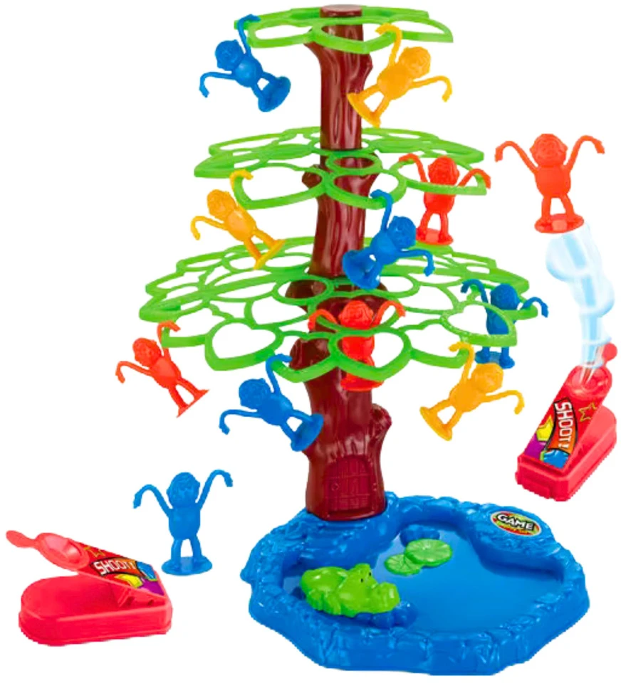Lean Toys Žaidimas Jumping Monkeys medyje su ežeru ir krokodilu