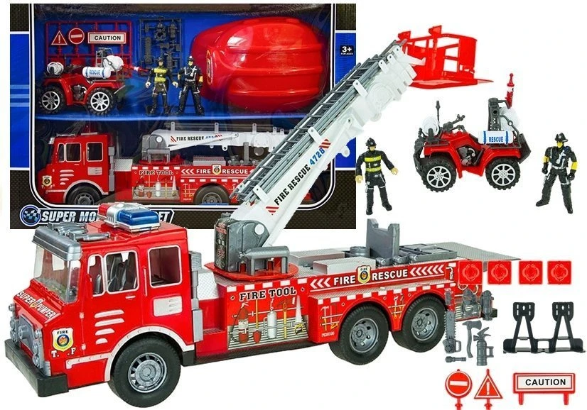 Lean Toys Gaisrininko Žaidimų Rinkinys su Priekaba