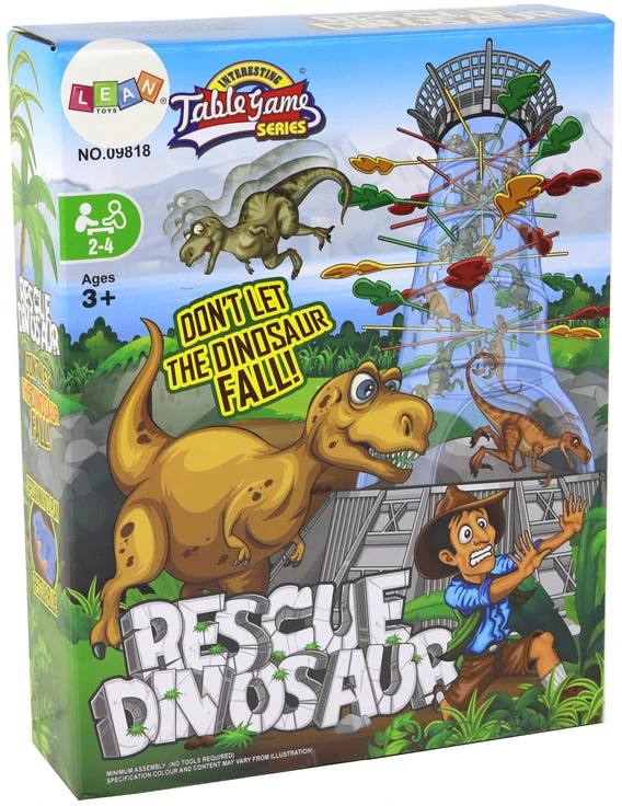 Lean Toys Stalo žaidimas vaikams „Krentantys dinozaurai“ su bokštu