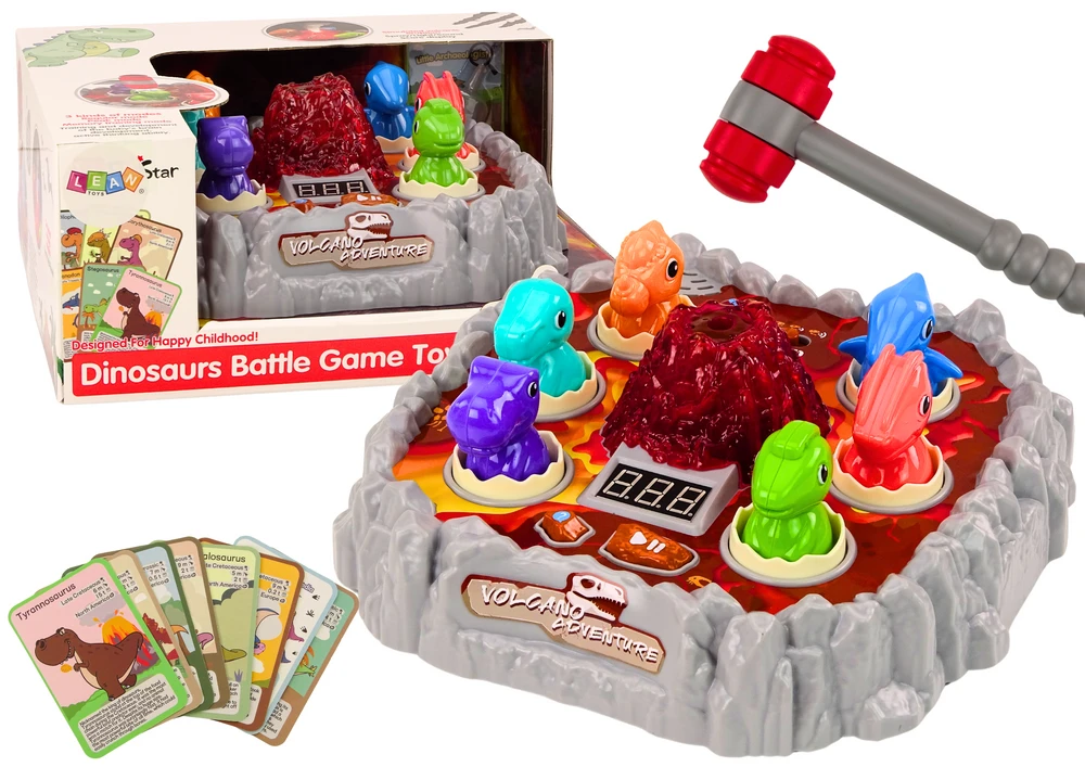 Lean Toys Dinozaurų Žaidimas „Knaibeklis“ su Vulkanu ir Šviesos Efektais