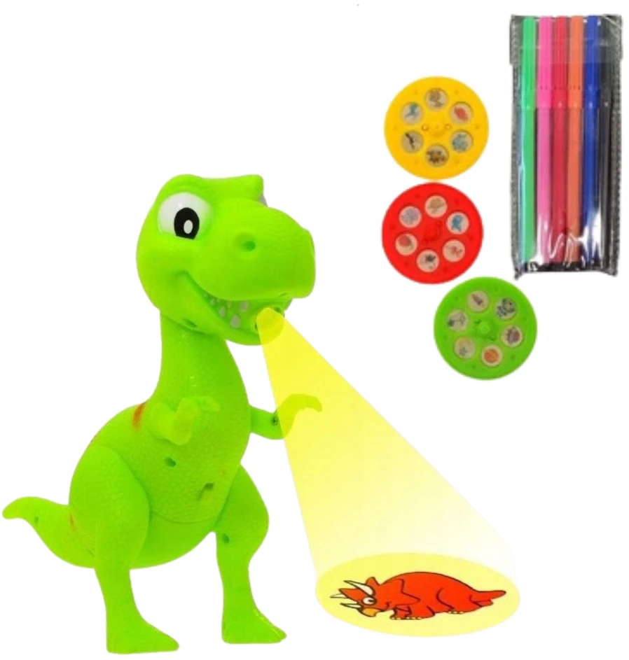 Lean Toys Vaikiškas projektorius-dinozauras su 18 raštų