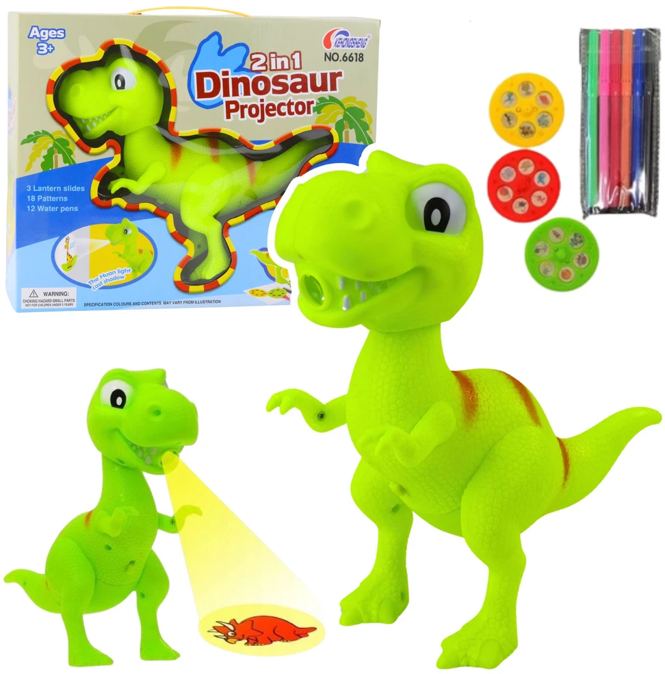 Lean Toys Vaikiškas projektorius-dinozauras su 18 raštų