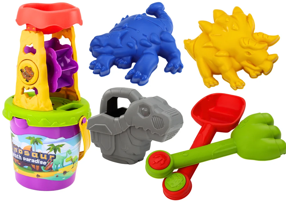 Lean Toys Dinozaurų Smėlio Rinkinys su Malūnėliu ir Priedais