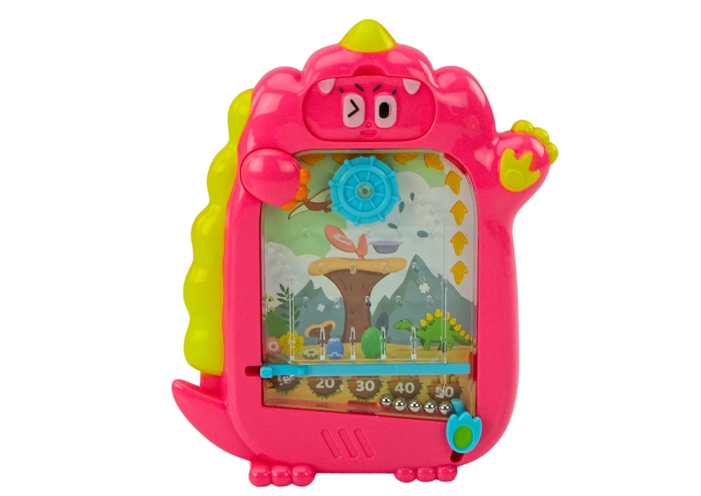 Lean Toys Dvipusė kišeninė piešimo lenta su žaidimu - rožinis dinozauras