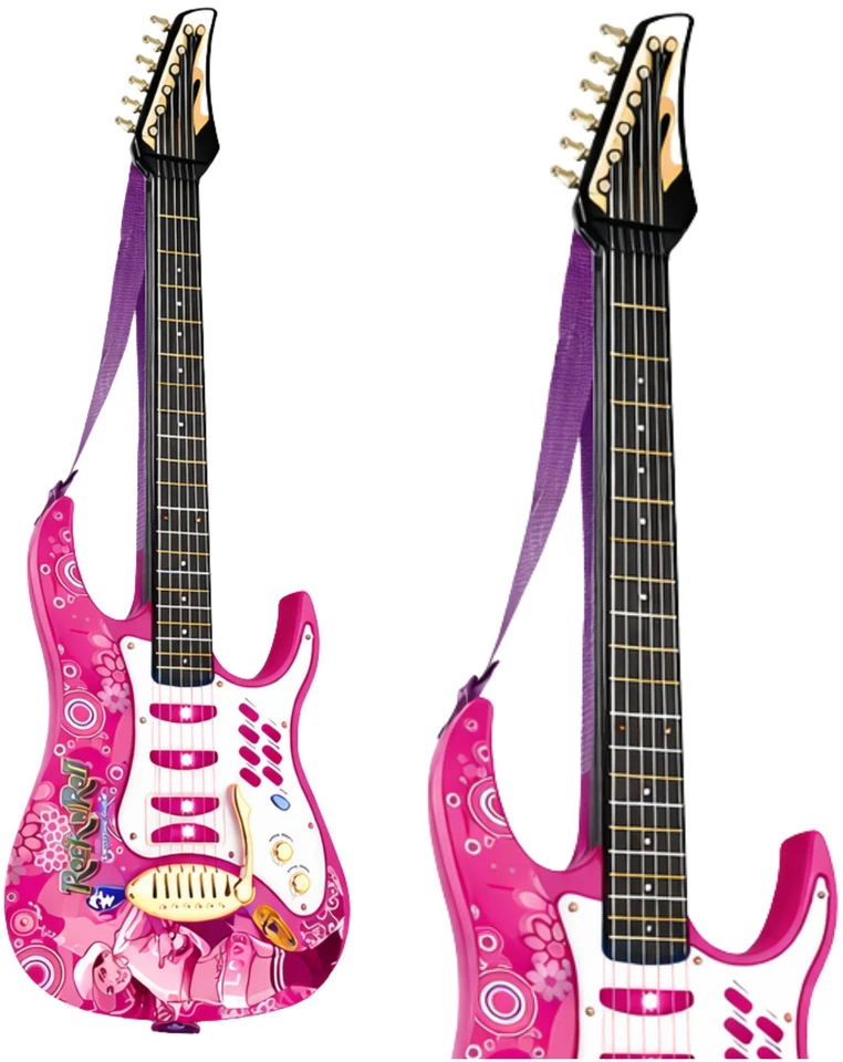 Lean Toys Elektrinė gitara su mikrofonu ir stiprintuvu – muzikiniam kūrybiškumui ir žaidimams.