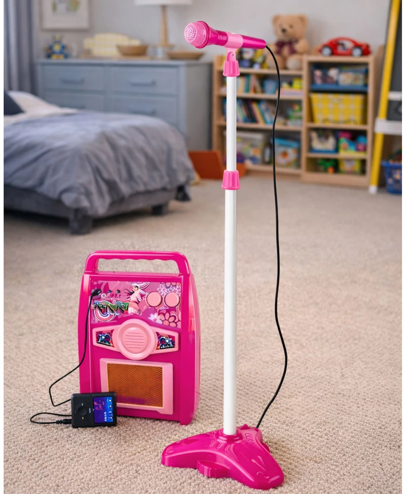 Lean Toys Elektrinė gitara su mikrofonu ir stiprintuvu – muzikiniam kūrybiškumui ir žaidimams.