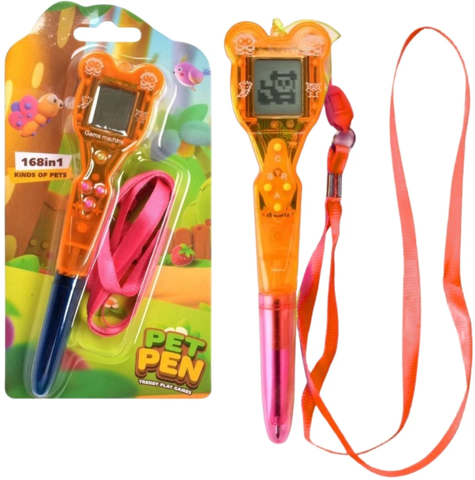 Lean Toys Elektroninis žaidimų rašiklis su 168 žaidimais ir virvele