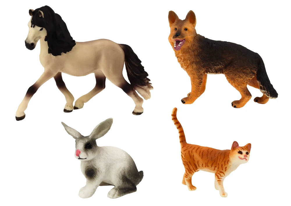 Lean Toys Gyvūnų Figūrėlių Rinkinys: Arklys, Šuo, Triušis, Katė