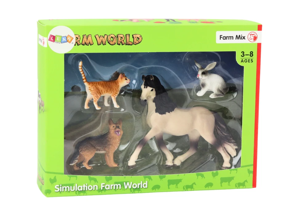 Lean Toys Gyvūnų Figūrėlių Rinkinys: Arklys, Šuo, Triušis, Katė