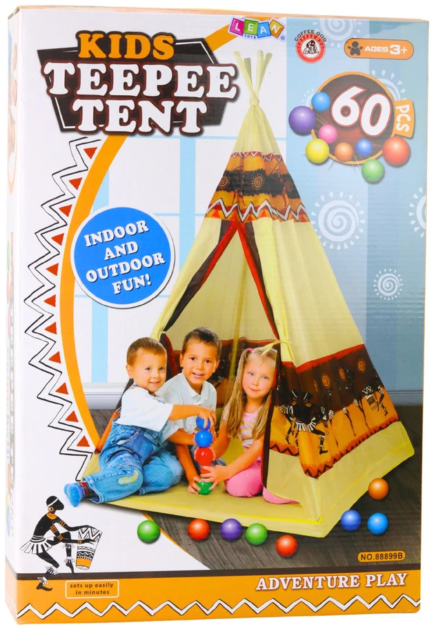 Lean Toys Tent Teepee Indian Tipi Žaidimų namelis + 60 kamuolių