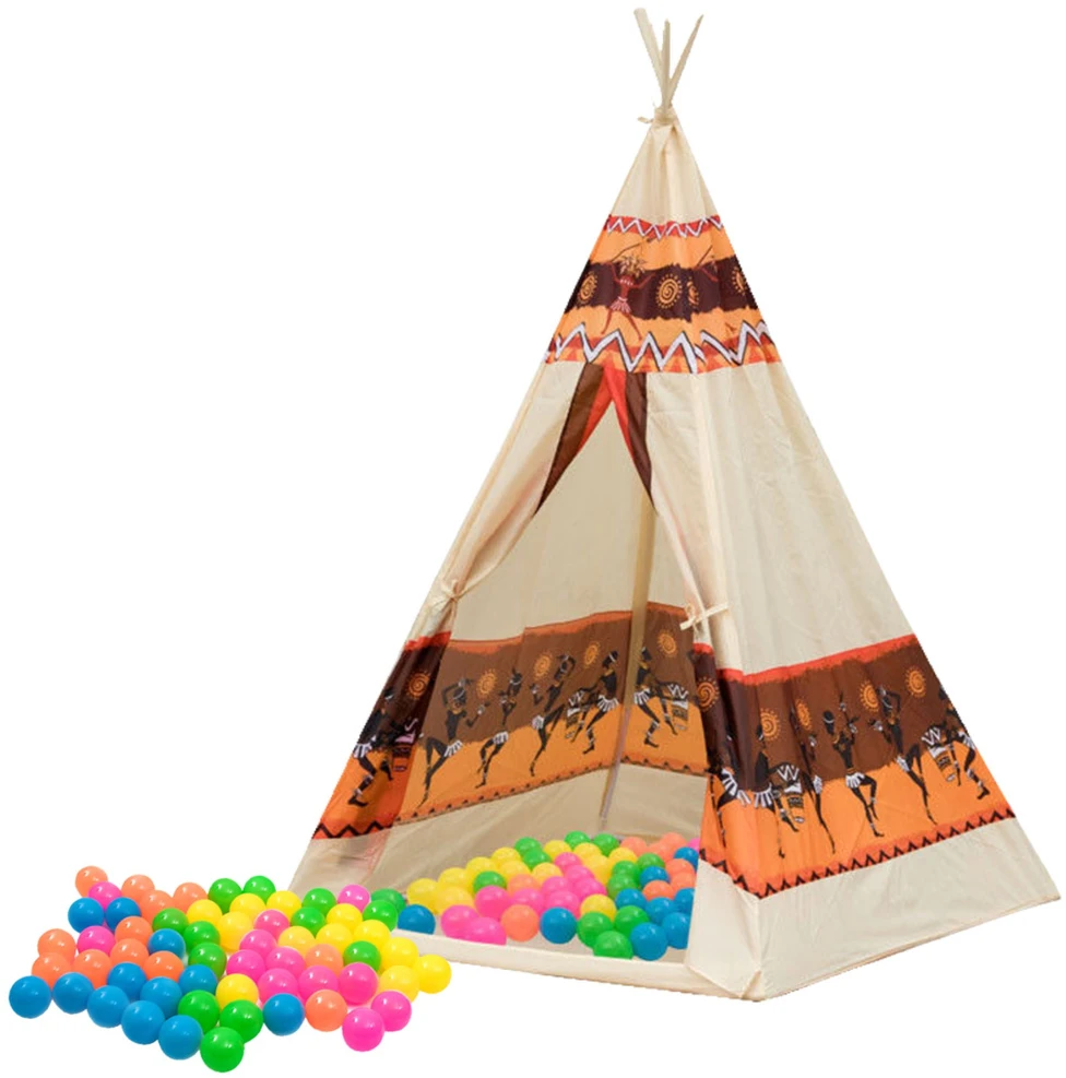 Lean Toys Tent Teepee Indian Tipi Žaidimų namelis + 60 kamuolių