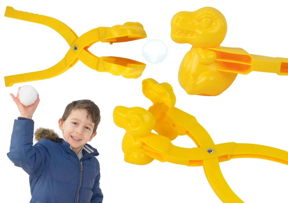 Lean Toys Sniego gniūžčių mašina „Geltonasis dinozauras“