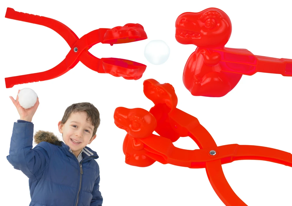 Lean Toys Raudonas dinozauras sniego kamuoliukų formuotojas
