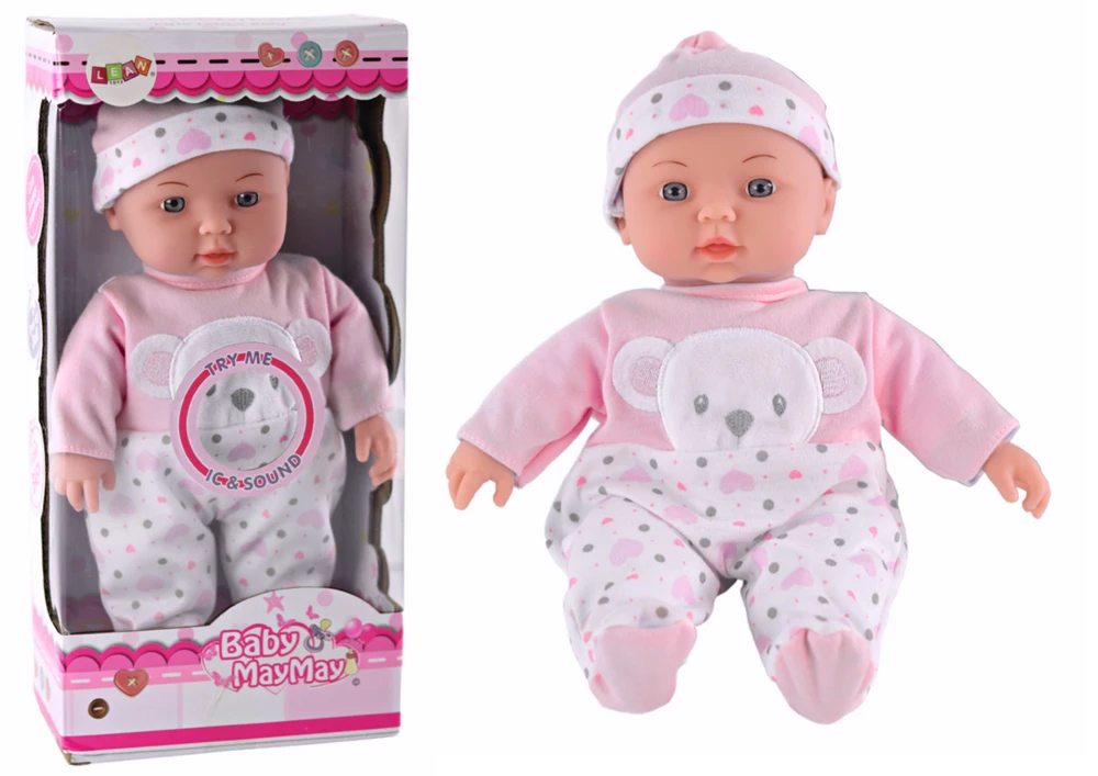 Lean Toys Lėlė su Rožine Pižama ir Meškučio Kepure, 30 cm